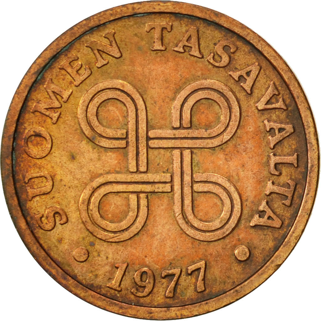 Coin, Finland, 5 Pennia, 1977, EF(40-45), Copper, KM:45