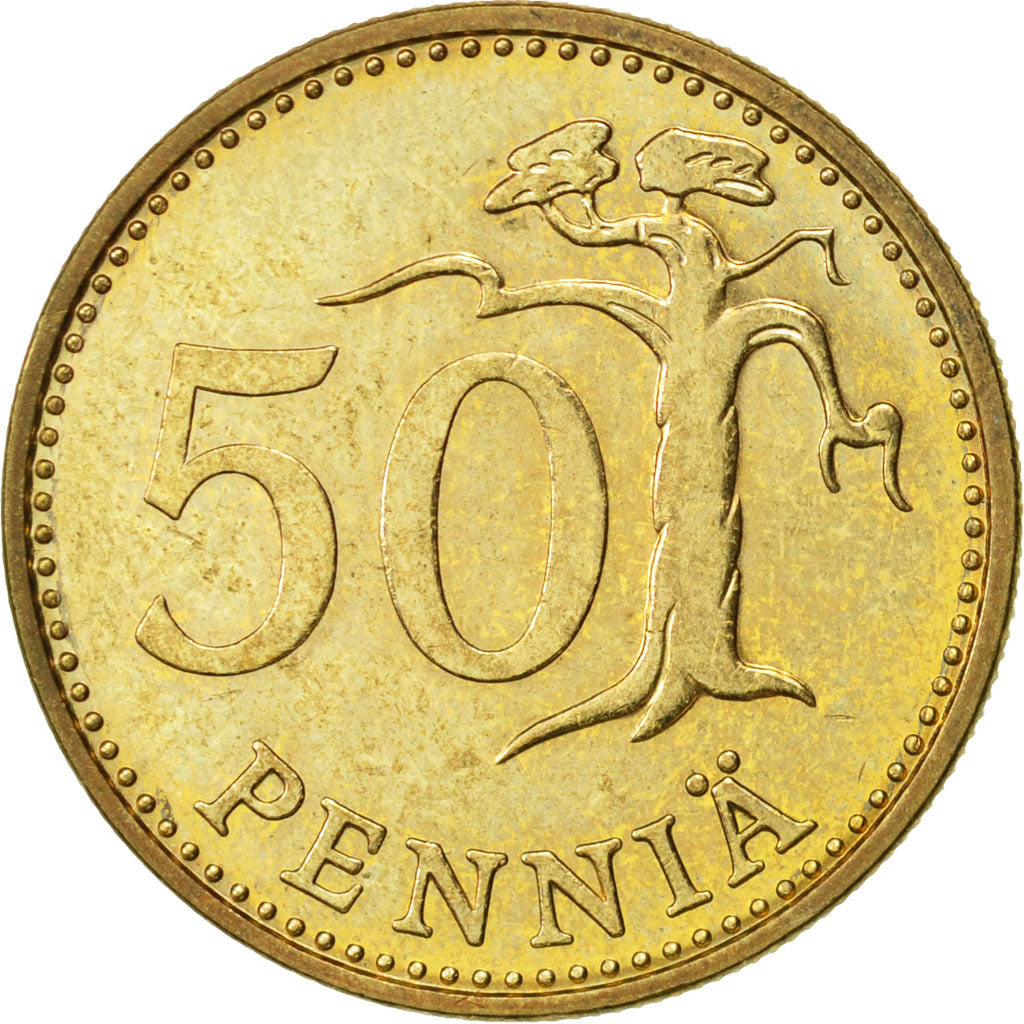 Coin, Finland, 50 Penniä, 1969, AU(50-53), Aluminum-Bronze, KM:48