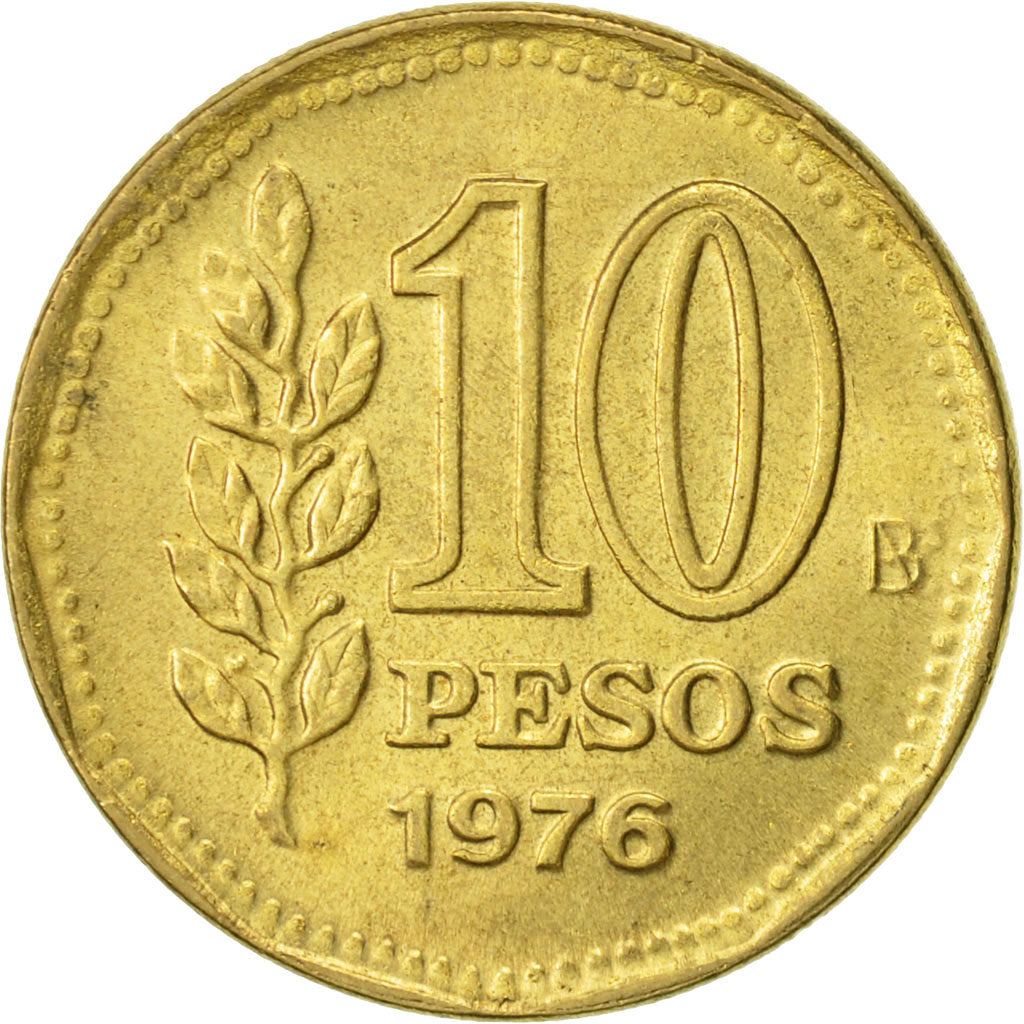 Coin, Argentina, 10 Pesos, 1976, EF(40-45), Aluminum-Bronze, KM:72