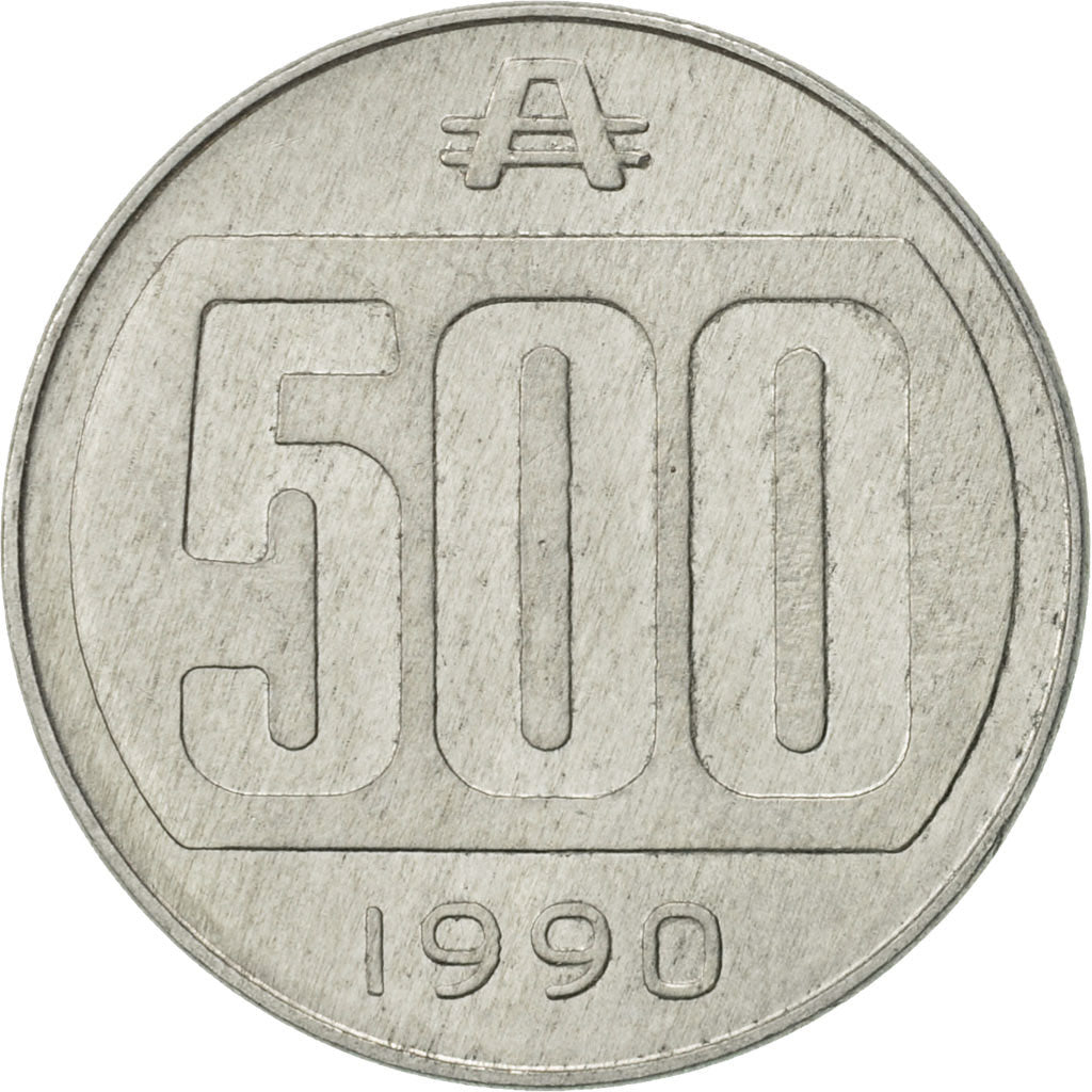 Argentina, 500 Australes, 1990, AU(50-53), Aluminum, KM:104