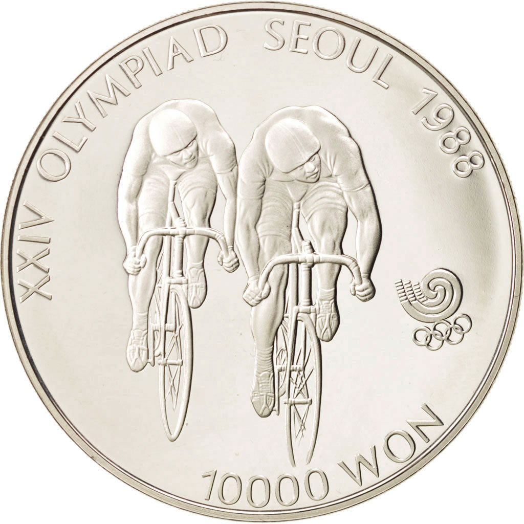 KOREA-SOUTH, 10000 Won, 1988, Cycling, Silver, KM:76