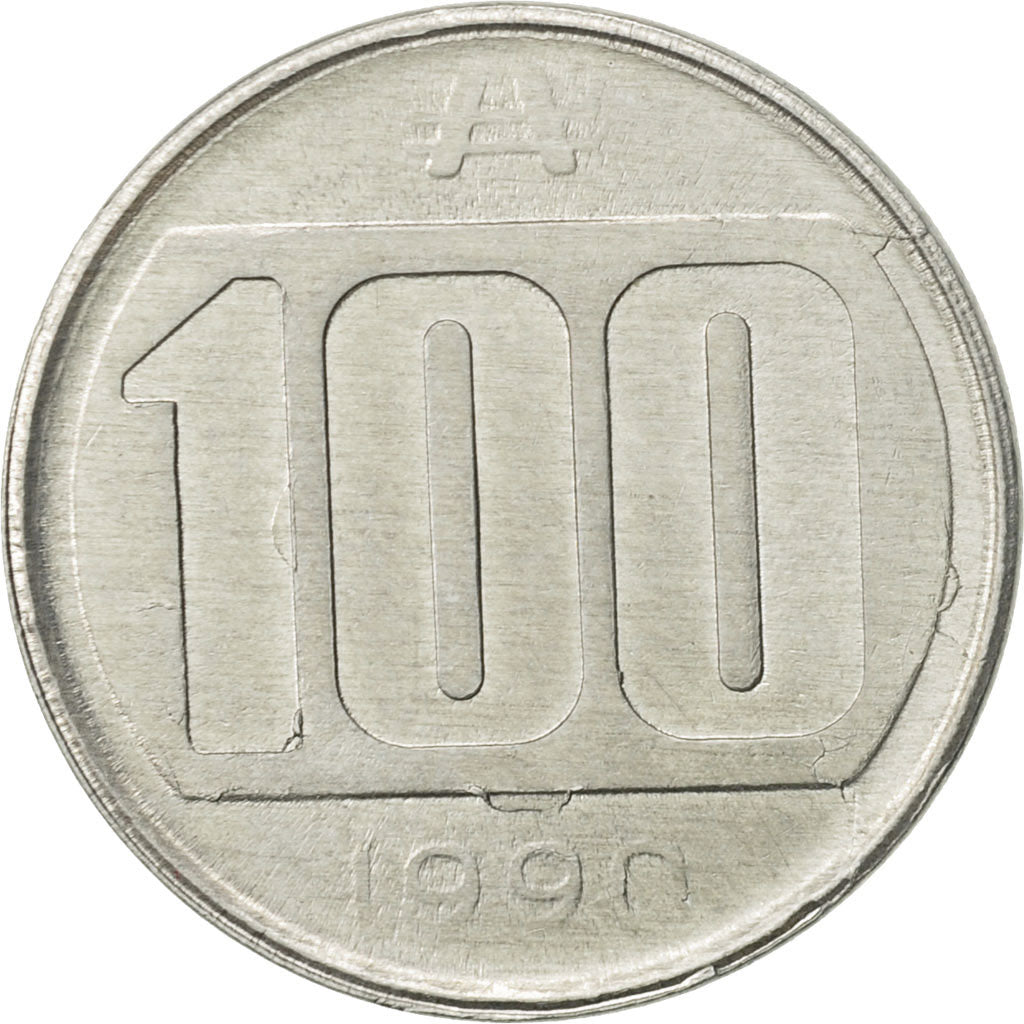 Coin, Argentina, 100 Australes, 1990, AU(55-58), Aluminum, KM:103