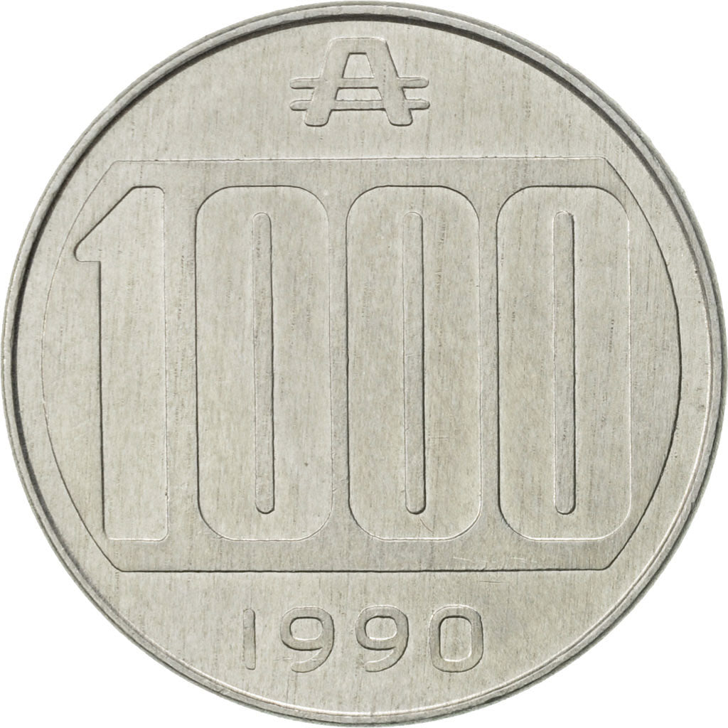 Argentina, 1000 Australes, 1990, AU(55-58), Aluminum, KM:105