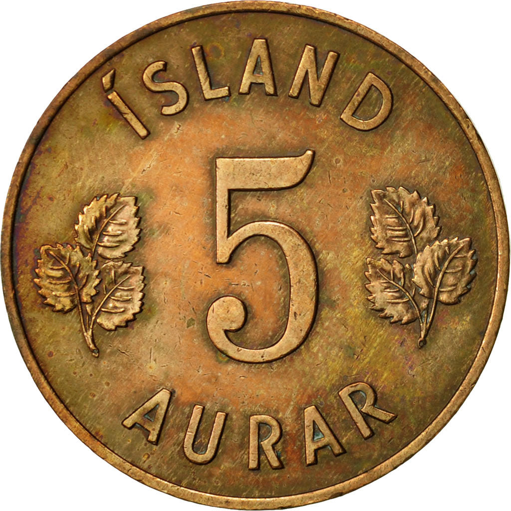Coin, Iceland, 5 Aurar, 1958, EF(40-45), Bronze, KM:9