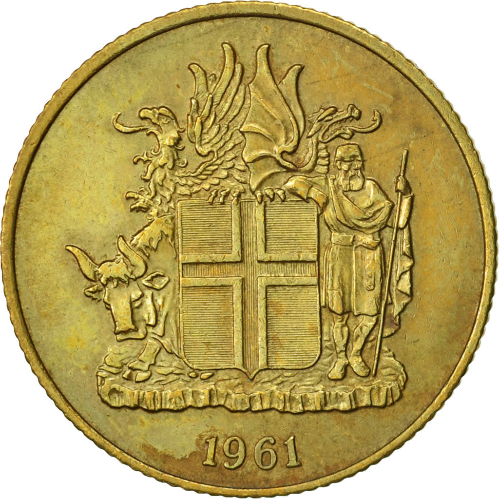 Iceland, Krona, 1961, AU(50-53), Nickel-brass, KM:12a
