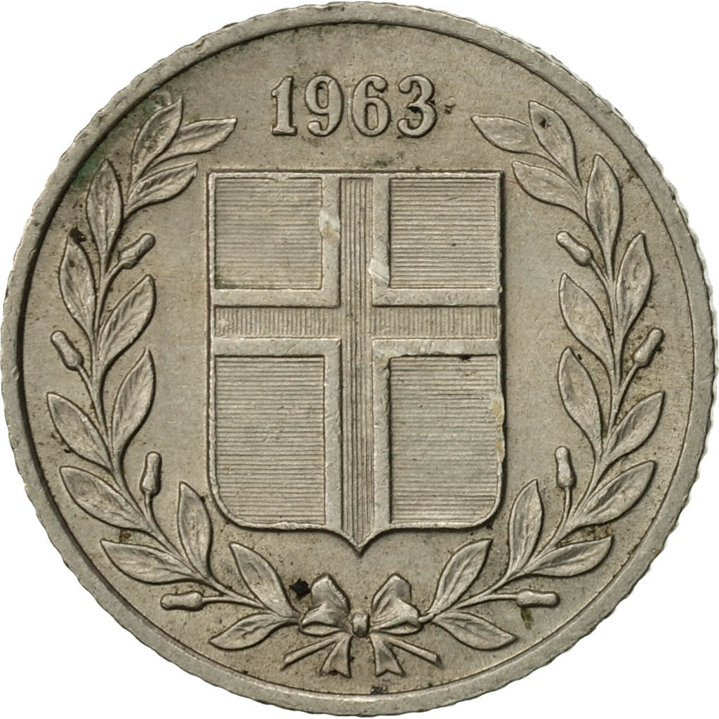 Coin, Iceland, 25 Aurar, 1963, AU(50-53), Copper-nickel, KM:11