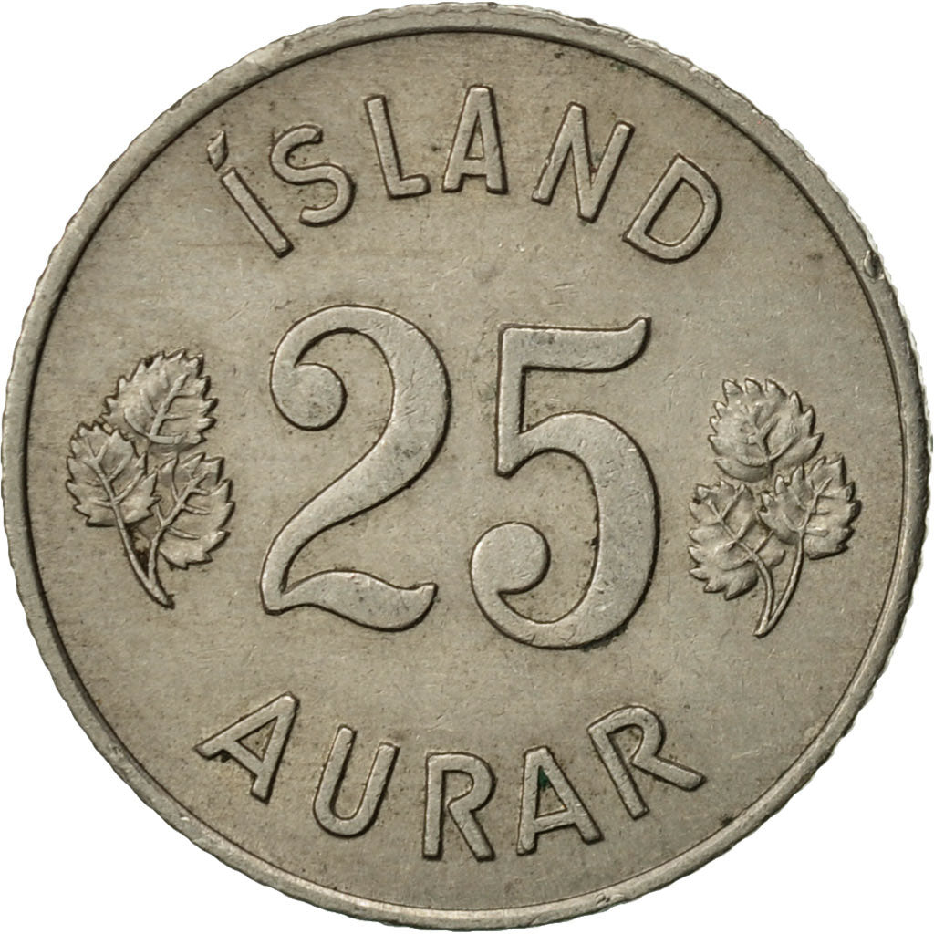 Coin, Iceland, 25 Aurar, 1963, AU(50-53), Copper-nickel, KM:11