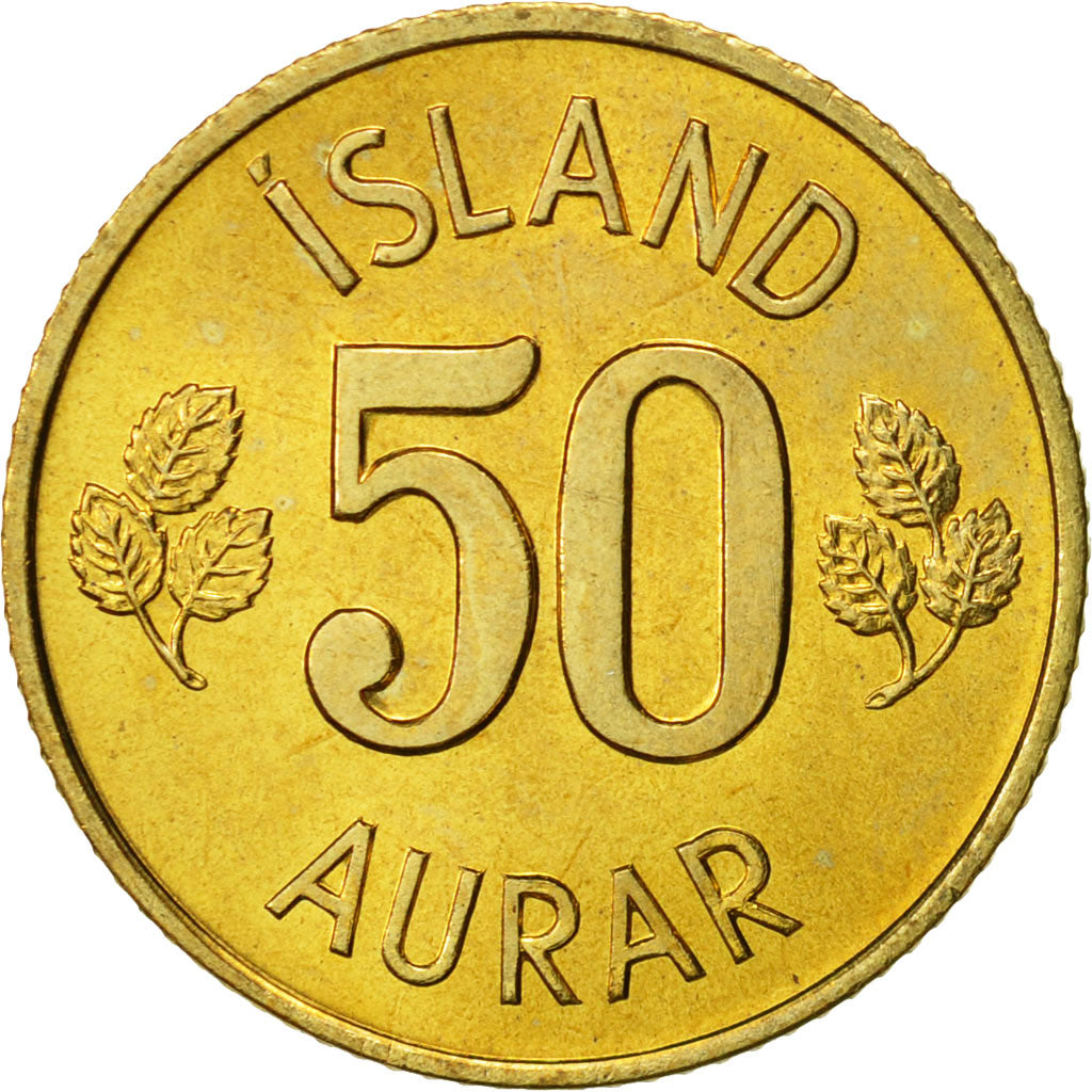 Coin, Iceland, 50 Aurar, 1974, AU(55-58), Nickel-brass, KM:17
