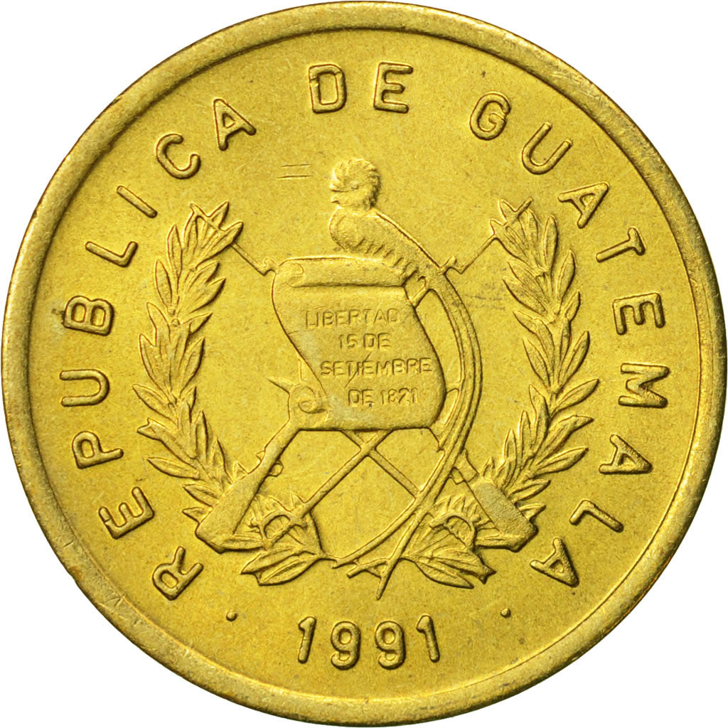 Coin, Guatemala, Centavo, Un, 1991, AU(55-58), Brass, KM:275.3
