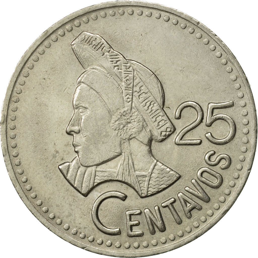 Coin, Guatemala, 25 Centavos, 1992, AU(55-58), Copper-nickel, KM:278.5