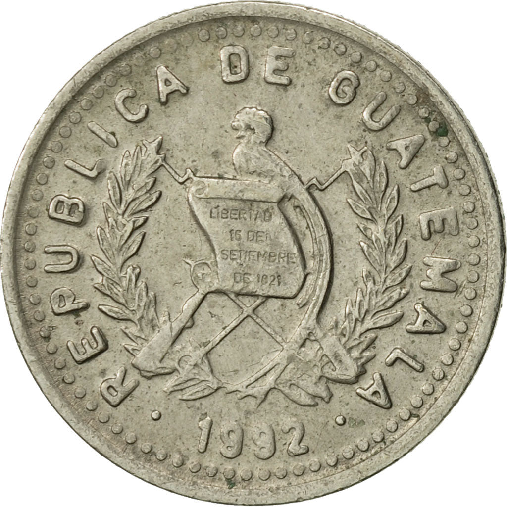 Coin, Guatemala, 5 Centavos, 1992, AU(55-58), Copper-nickel, KM:276.4