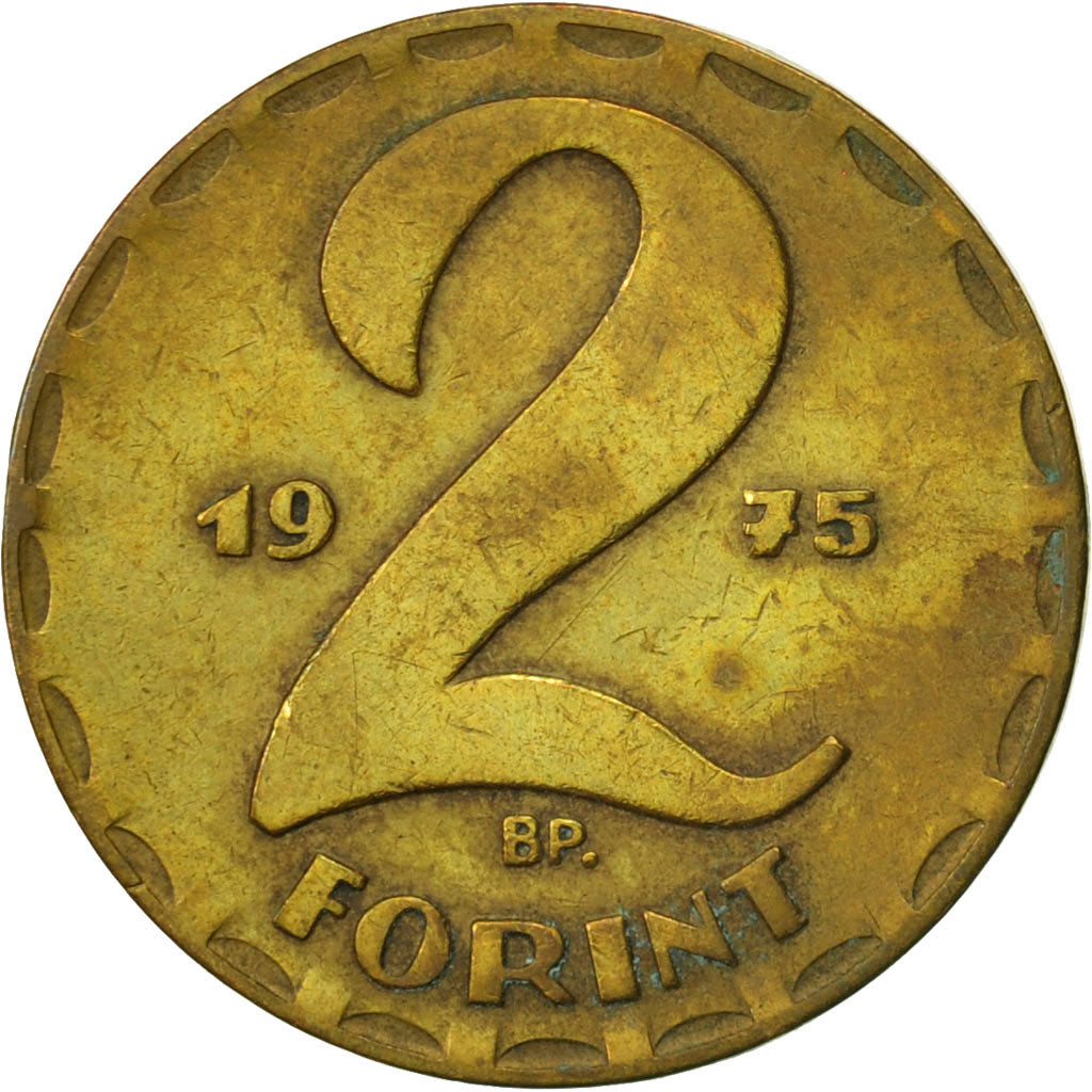 Coin, Hungary, 2 Forint, 1975, Budapest, EF(40-45), Brass, KM:591