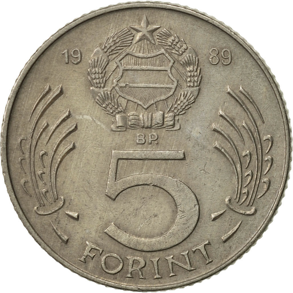 Moneta, Ungheria, 5 Forint, 1989, Budapest, BB+, Rame-nichel, KM:635