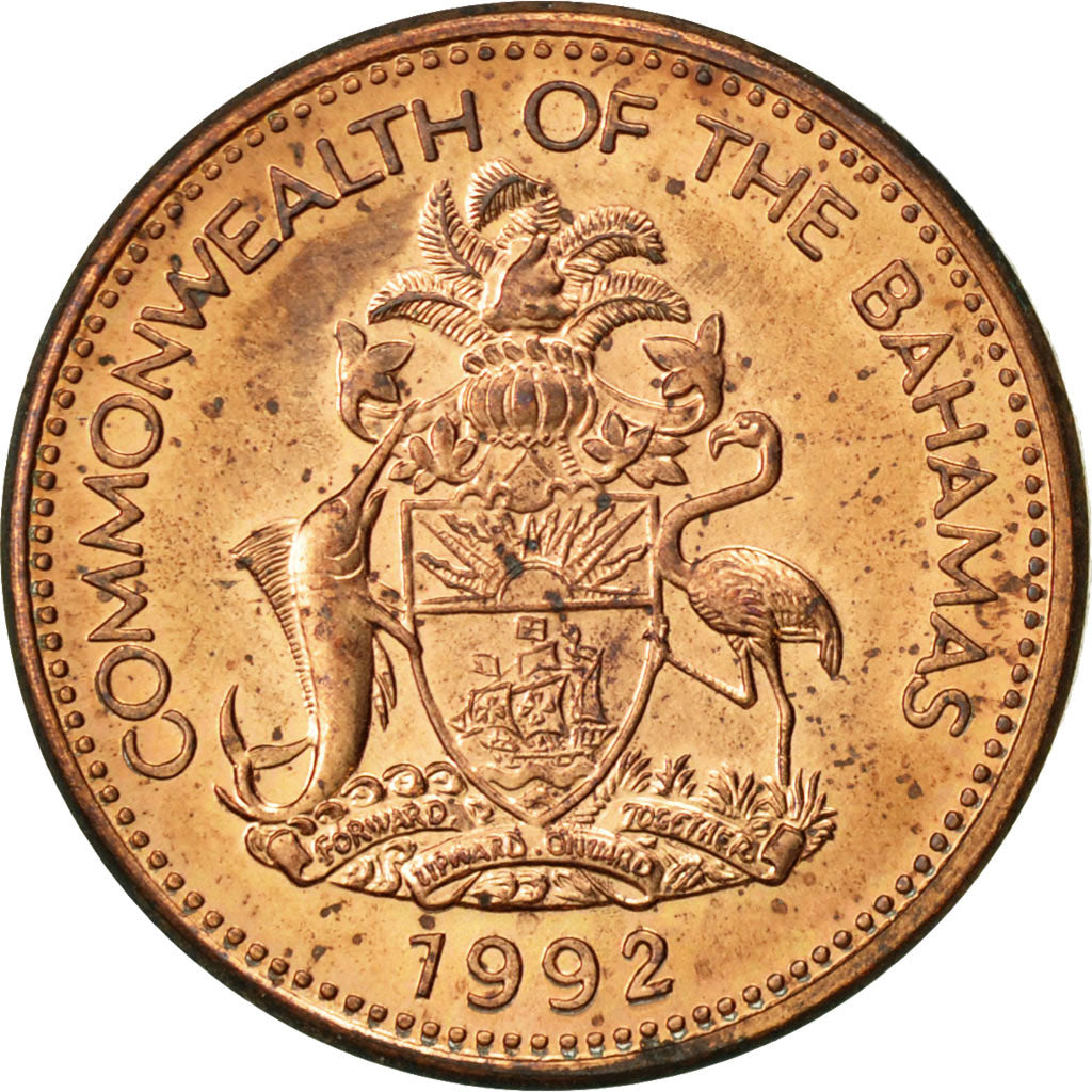 Munten, Bahama's, Elizabeth II, Cent, 1992, Franklin Mint, PR, Copper Plated