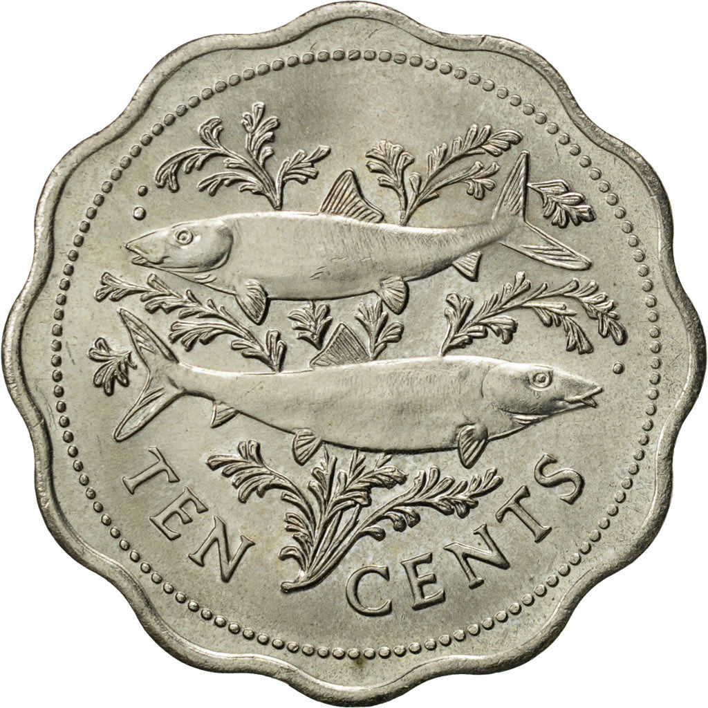 Coin, Bahamas, Elizabeth II, 10 Cents, 1989, Franklin Mint, MS(60-62)