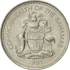 Coin, Bahamas, Elizabeth II, 25 Cents, 1991, Franklin Mint, MS(60-62)