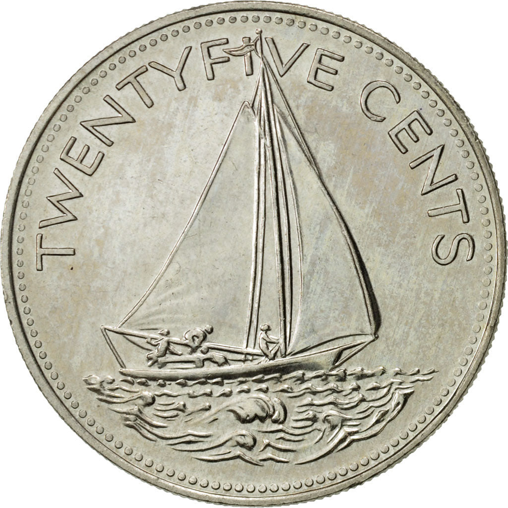 Coin, Bahamas, Elizabeth II, 25 Cents, 1991, Franklin Mint, MS(60-62)