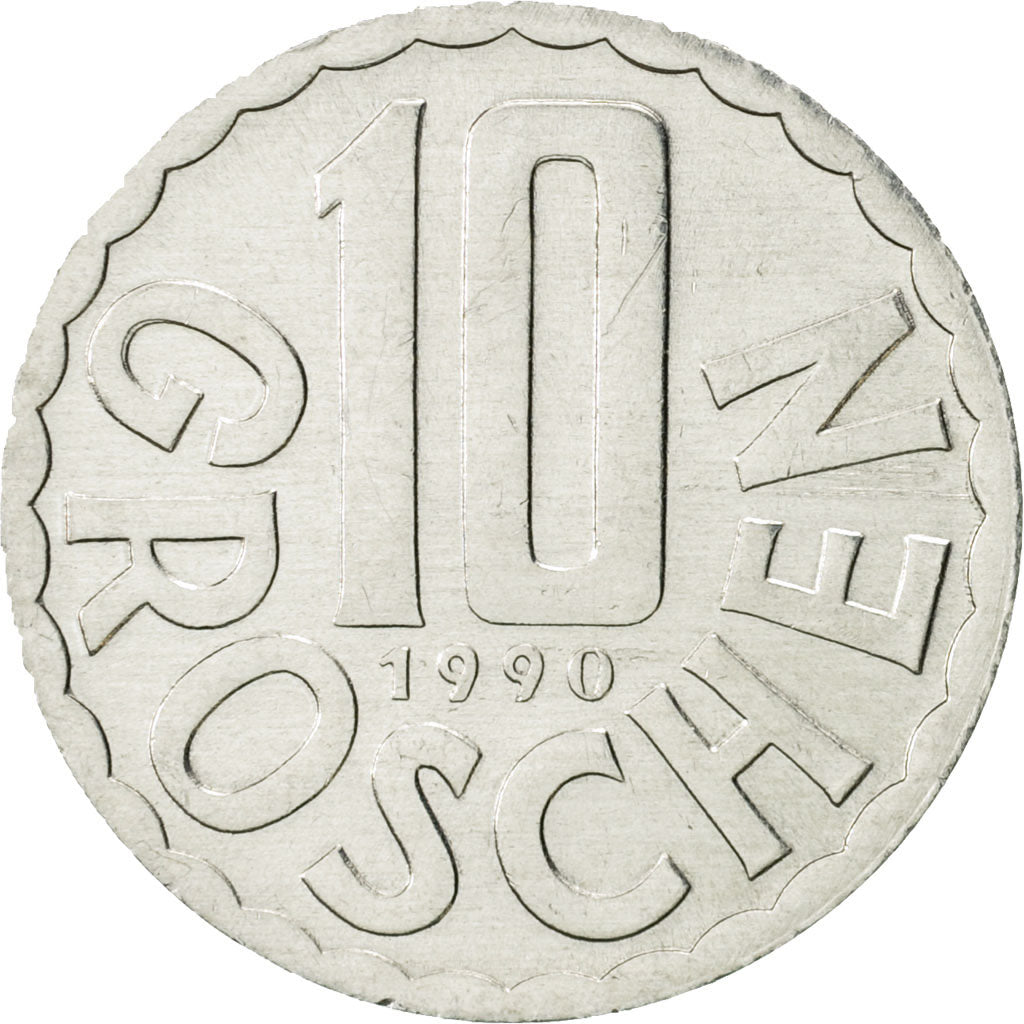 Coin, Austria, 10 Groschen, 1990, Vienna, AU(55-58), Aluminum, KM:2878