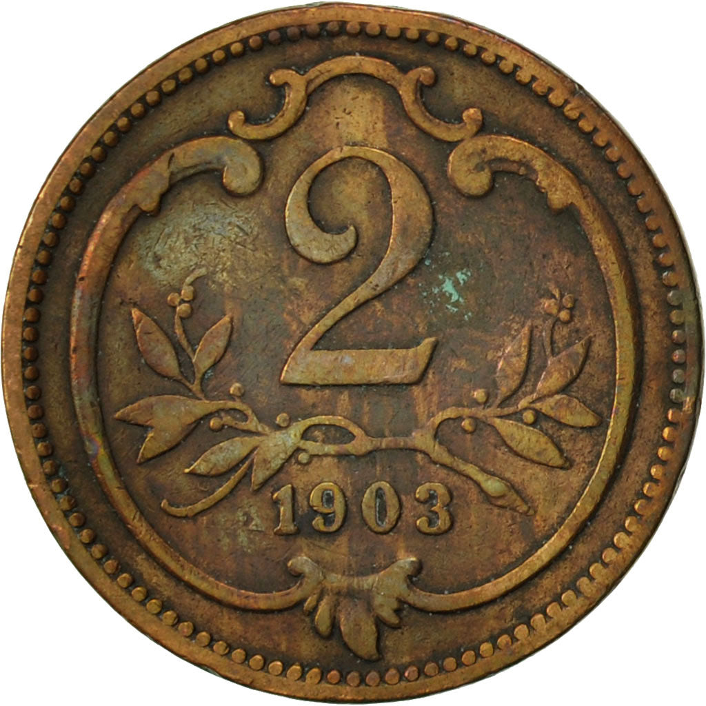 Moneta, Austria, Franz Joseph I, 2 Heller, 1903, MB+, Bronzo, KM:2801