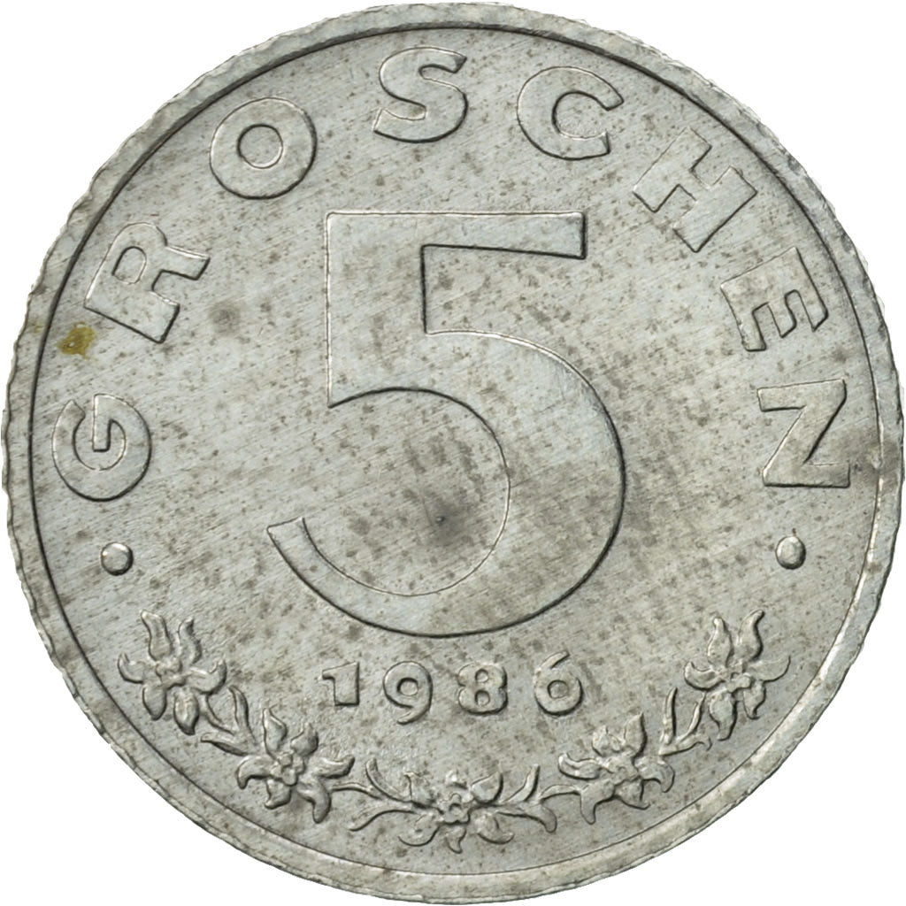 Coin, Austria, 5 Groschen, 1986, EF(40-45), Zinc, KM:2875