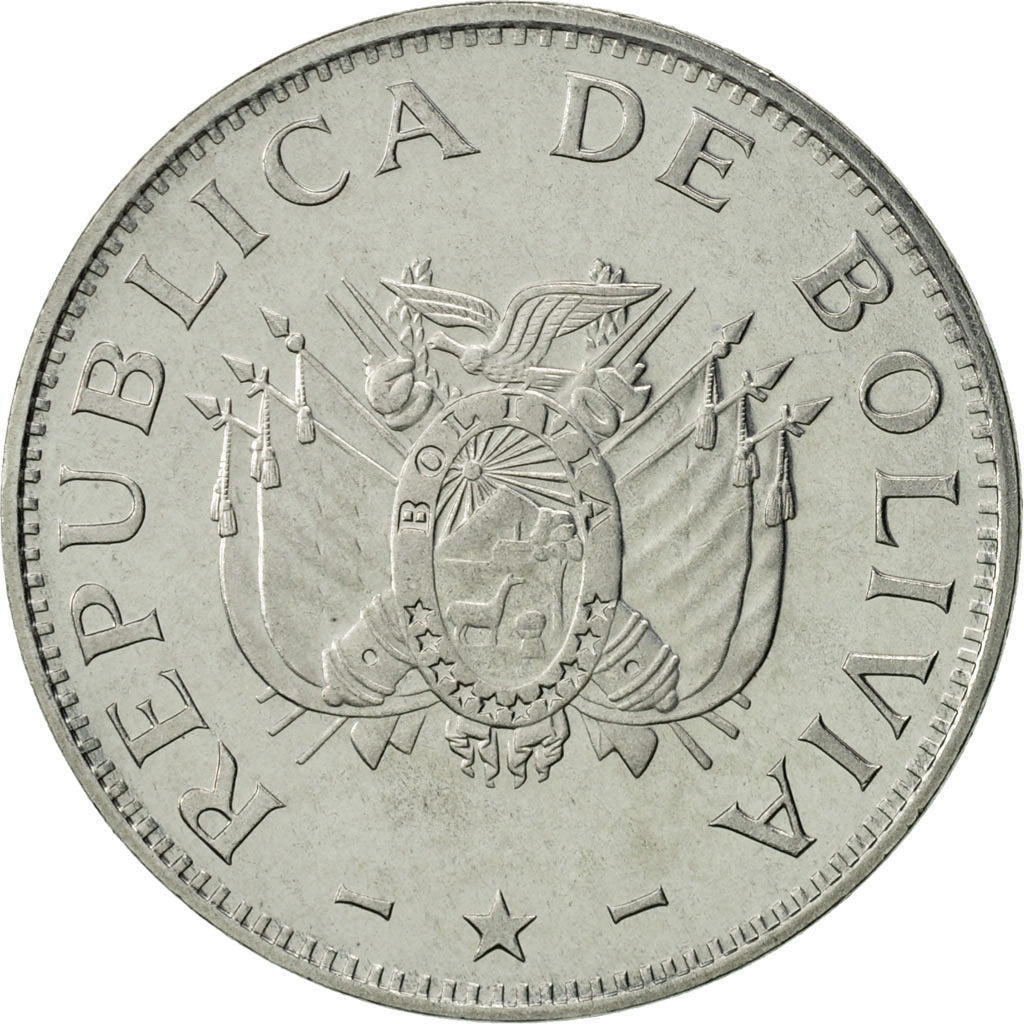 Moneda, Bolivia, 50 Centavos, 1997, EBC+, Acero inoxidable, KM:204