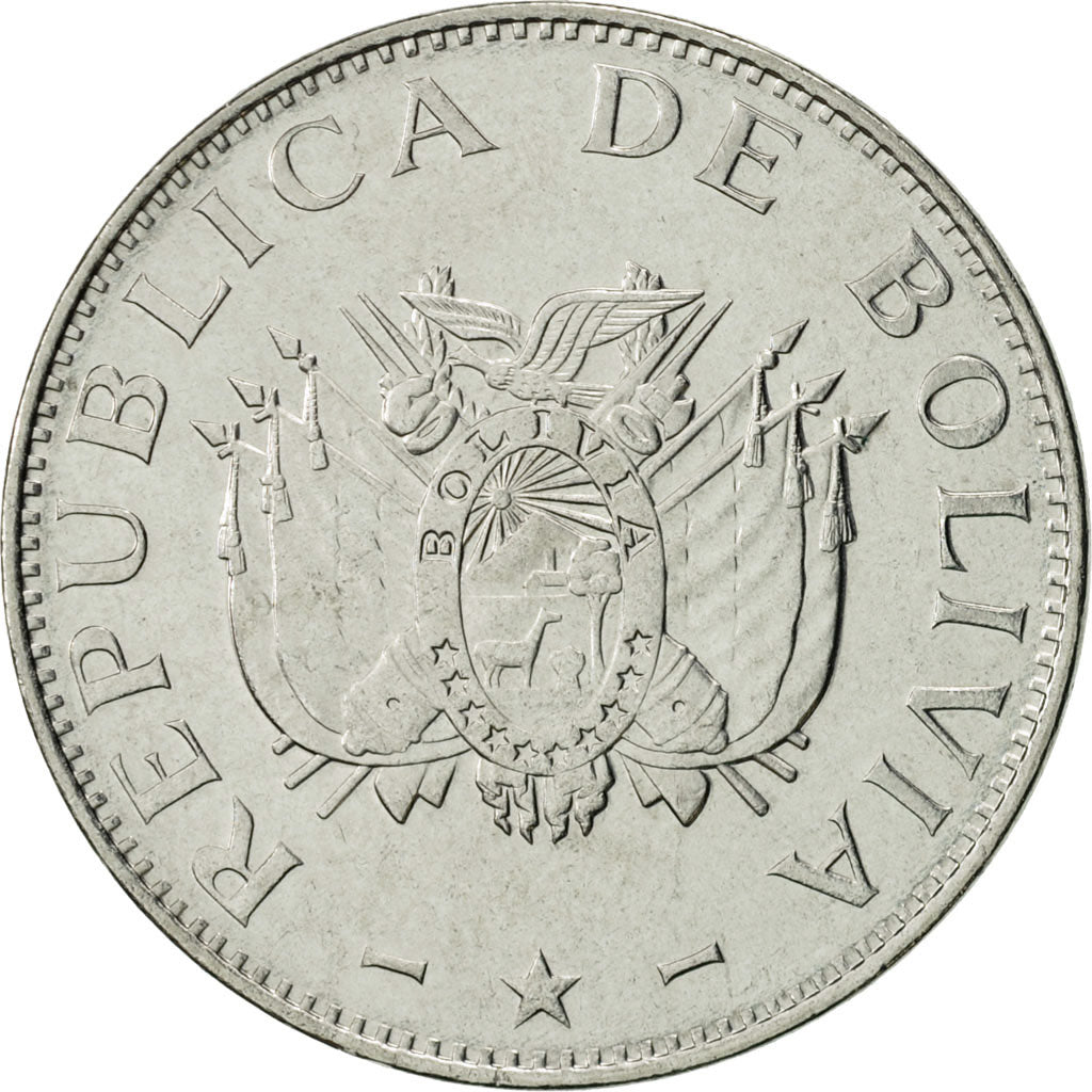 Coin, Bolivia, Boliviano, 1997, AU(55-58), Stainless Steel, KM:205