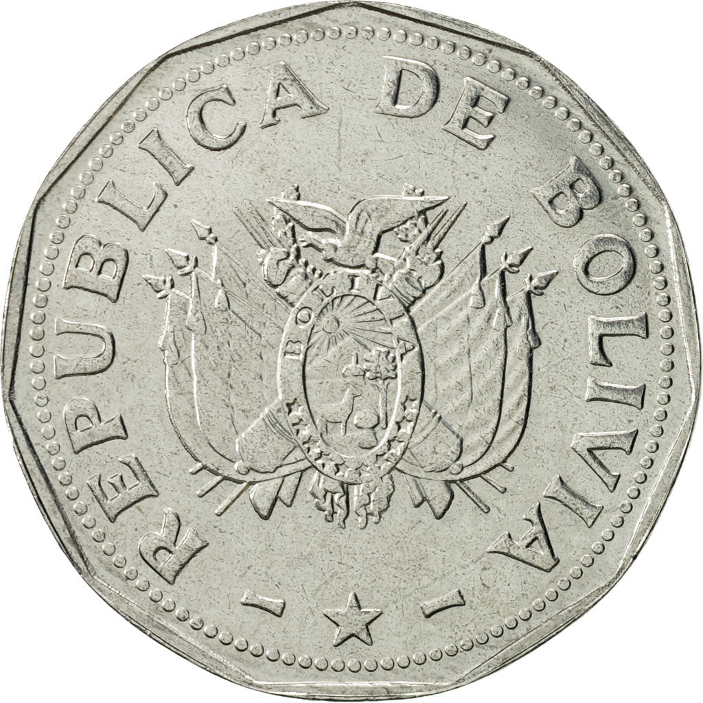 Moneda, Bolivia, 2 Bolivianos, 1995, EBC, Acero inoxidable, KM:206.2