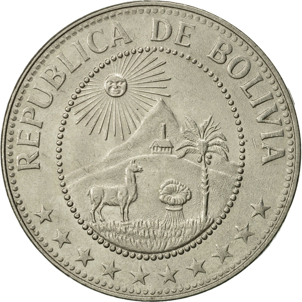 Moneda, Bolivia, 50 Centavos, 1972, MBC+, Níquel recubierto de acero, KM:190