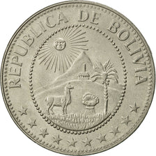 Moneta, Bolivia, 50 Centavos, 1972, AU(50-53), Nikiel powlekany stalą, KM:190