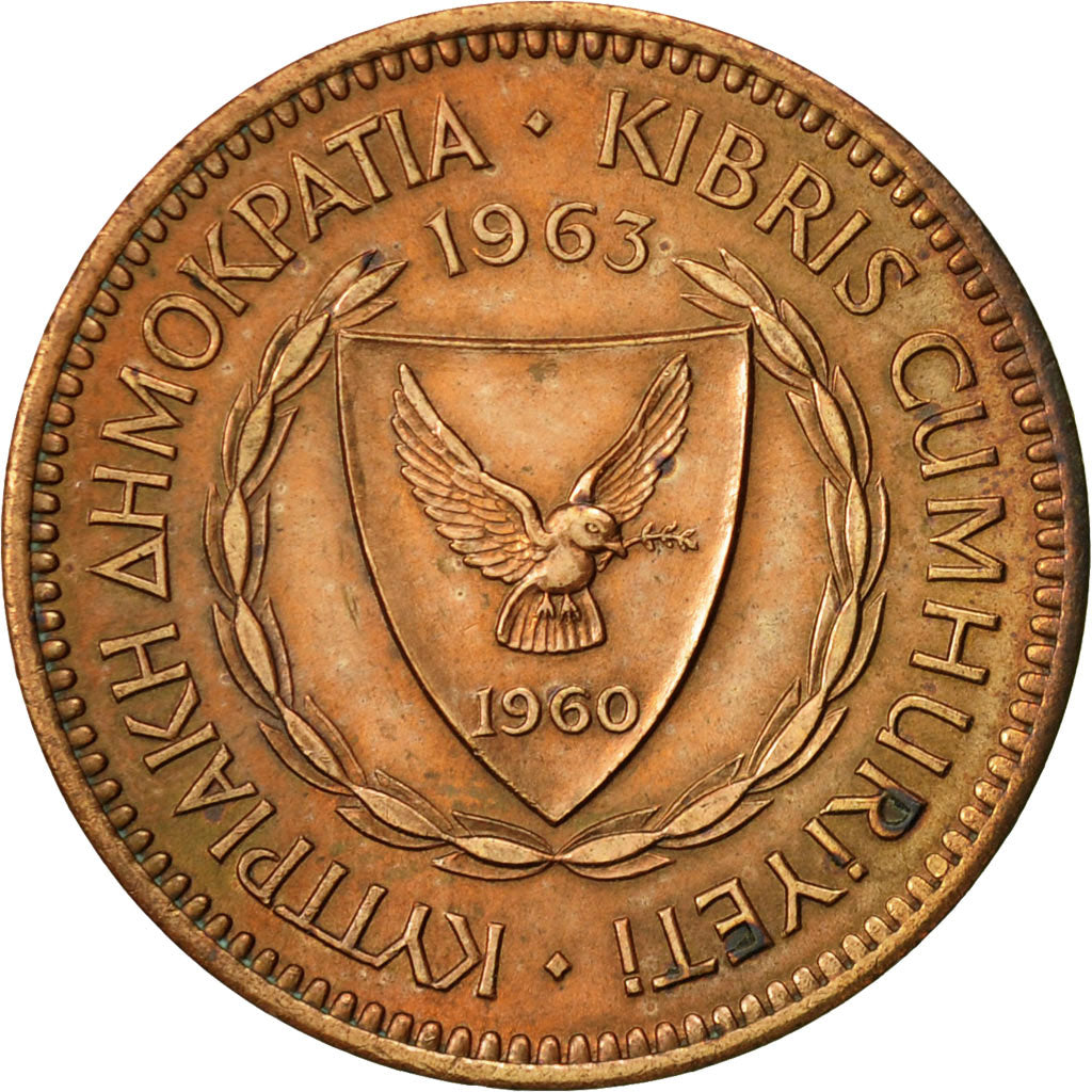 Coin, Cyprus, 5 Mils, 1963, EF(40-45), Bronze, KM:39