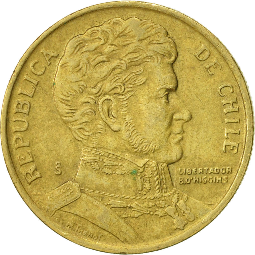 Coin, Chile, 10 Pesos, 1993, Santiago, AU(50-53), Aluminum-Bronze, KM:228.2