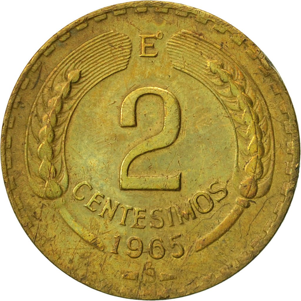 Moneda, Chile, 2 Centesimos, 1965, MBC, Aluminio - bronce, KM:193