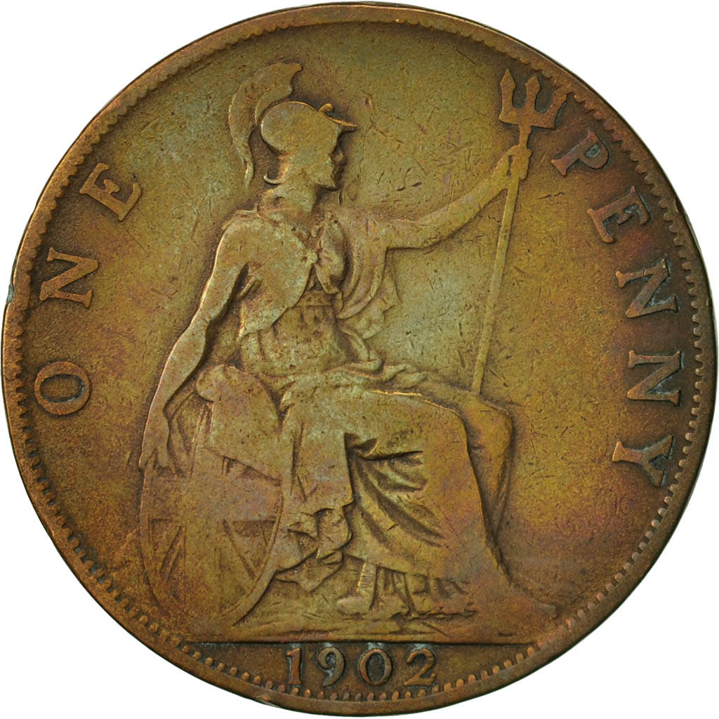 Coin, Great Britain, Edward VII, Penny, 1902, VF(20-25), Bronze, KM:794.1