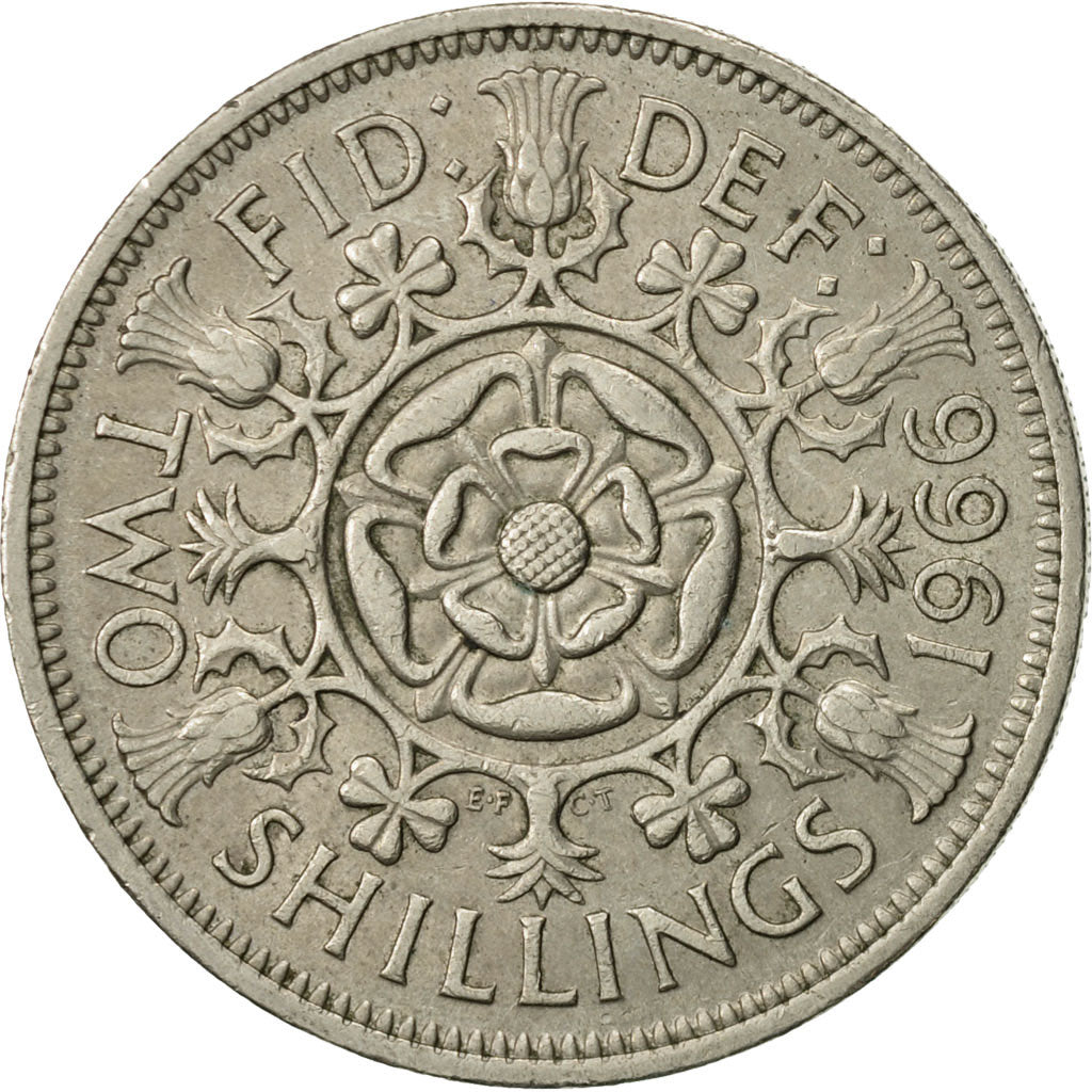 Coin, Great Britain, Elizabeth II, Florin, Two Shillings, 1966, EF(40-45)