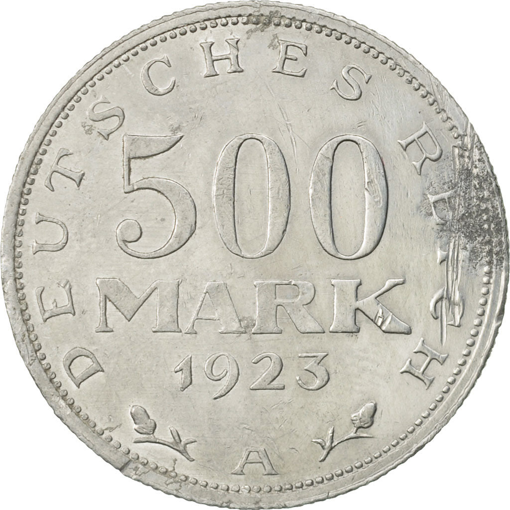 Coin, GERMANY, WEIMAR REPUBLIC, 500 Mark, 1923, Berlin, AU(50-53), Aluminum