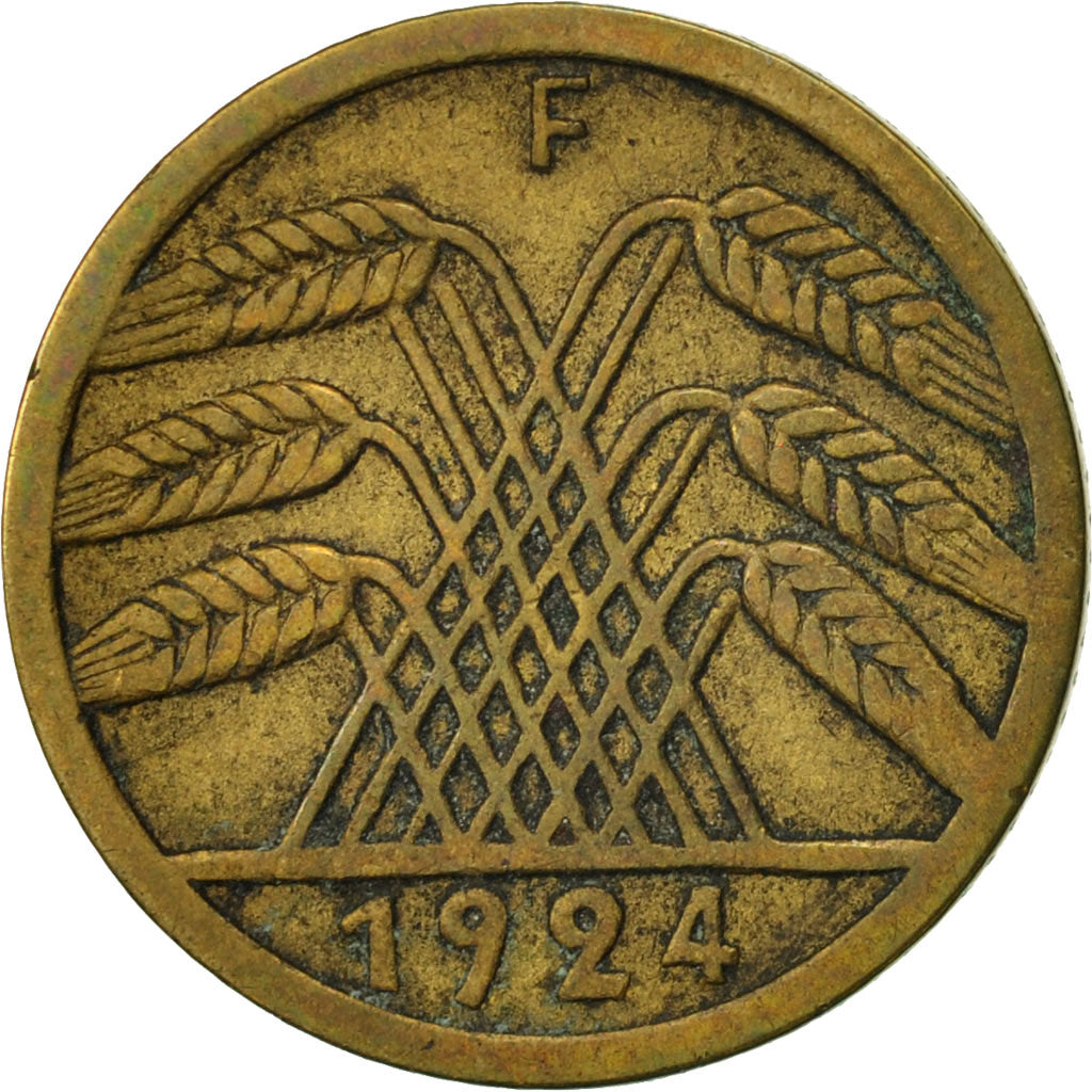 Coin, GERMANY, WEIMAR REPUBLIC, 5 Rentenpfennig, 1924, Stuttgart, EF(40-45)