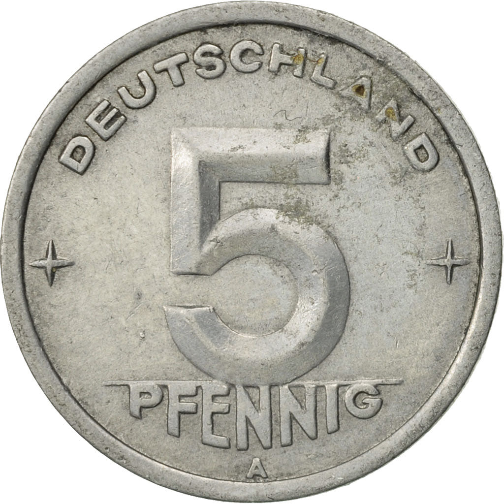 Coin, GERMAN-DEMOCRATIC REPUBLIC, 5 Pfennig, 1949, Berlin, VF(30-35), Aluminum