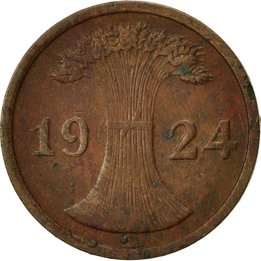 Moneta, GERMANIA, REPUBBLICA DI WEIMAR, 2 Rentenpfennig, 1924, MB, Bronzo, KM:31