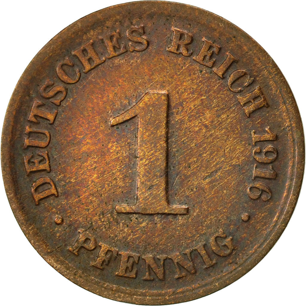 Coin, GERMANY - EMPIRE, Wilhelm II, Pfennig, 1916, Munich, VF(20-25), Copper