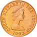 Monnaie, Jersey, Elizabeth II, 2 Pence, 1992, SUP, Copper Plated Steel, KM:55b