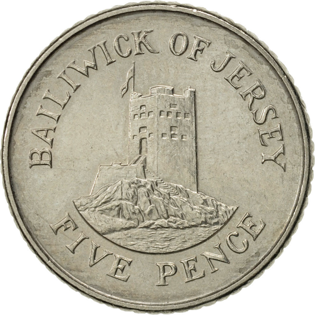 Coin, Jersey, Elizabeth II, 5 Pence, 1991, AU(50-53), Copper-nickel, KM:56.2