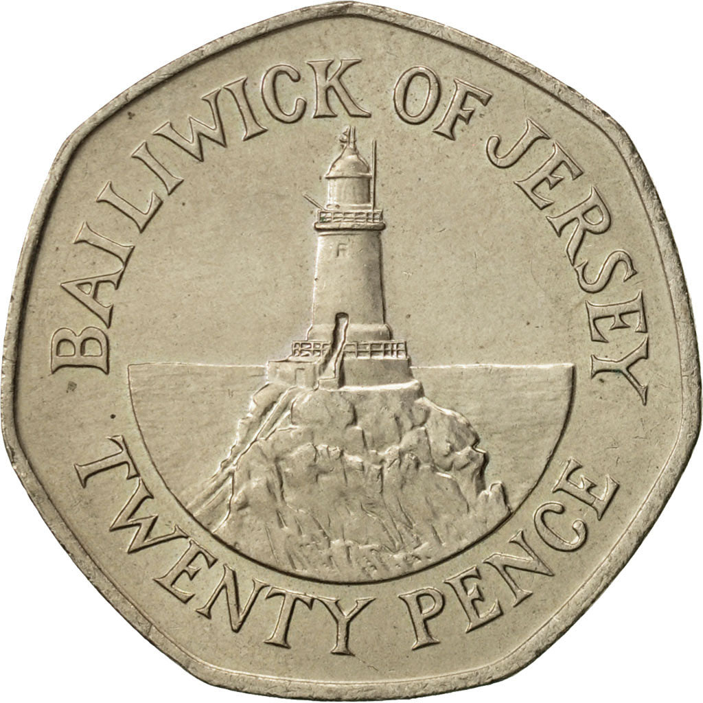 Jersey, Elizabeth II, 20 Pence, 1984, AU(50-53), Copper-nickel, KM:66