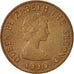 Coin, Jersey, Elizabeth II, Penny, 1990, EF(40-45), Bronze, KM:54