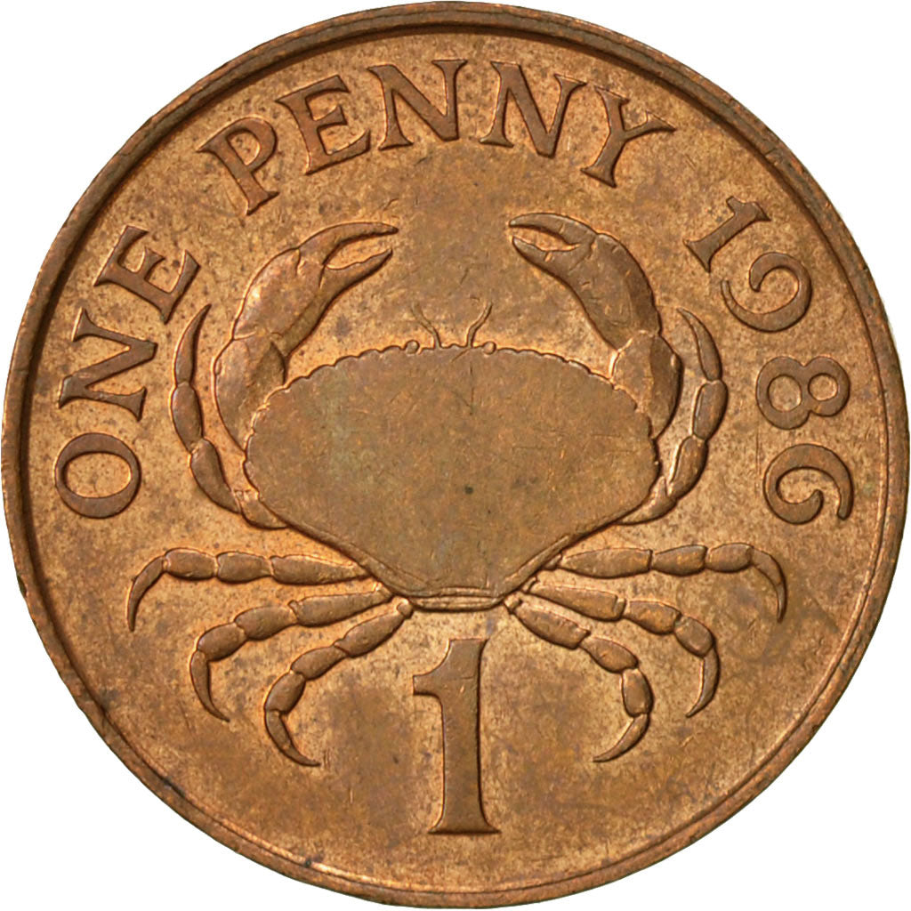 Coin, Guernsey, Elizabeth II, Penny, 1986, Heaton, EF(40-45), Bronze, KM:40