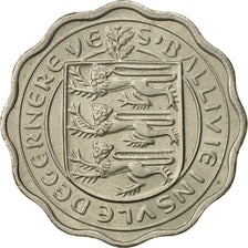 Guernsey, Elizabeth II, 3 Pence, 1959, Heaton, SS+, Copper-nickel, KM:18