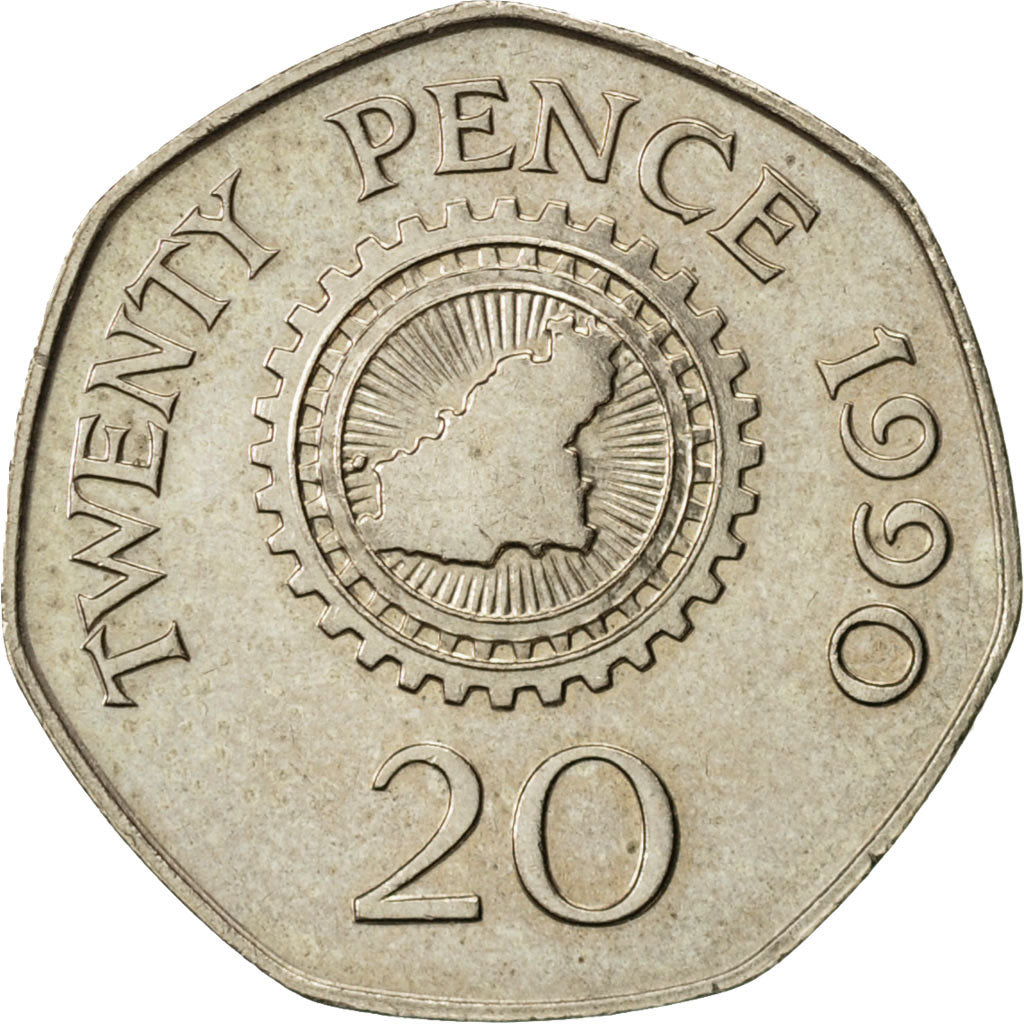 Guernsey, Elizabeth II, 20 Pence, 1990, Heaton, TTB+, Copper-nickel, KM:44
