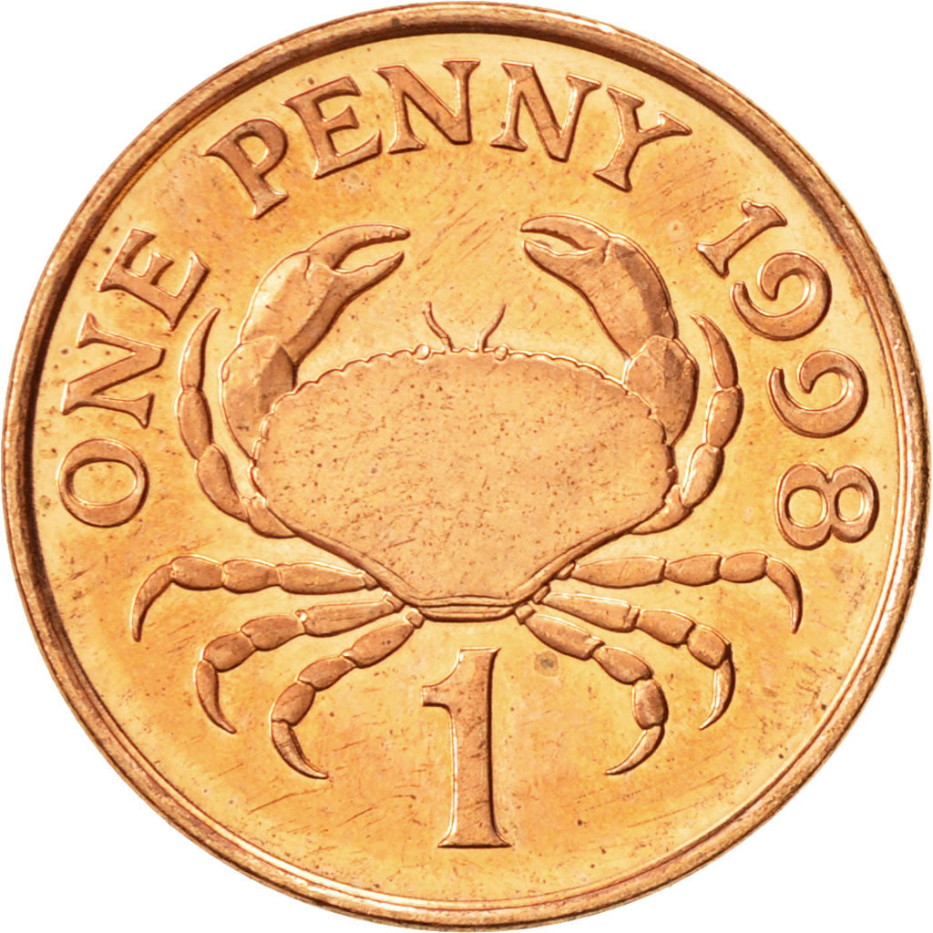 Coin, Guernsey, Elizabeth II, Penny, 1998, Heaton, AU(50-53), Copper Plated