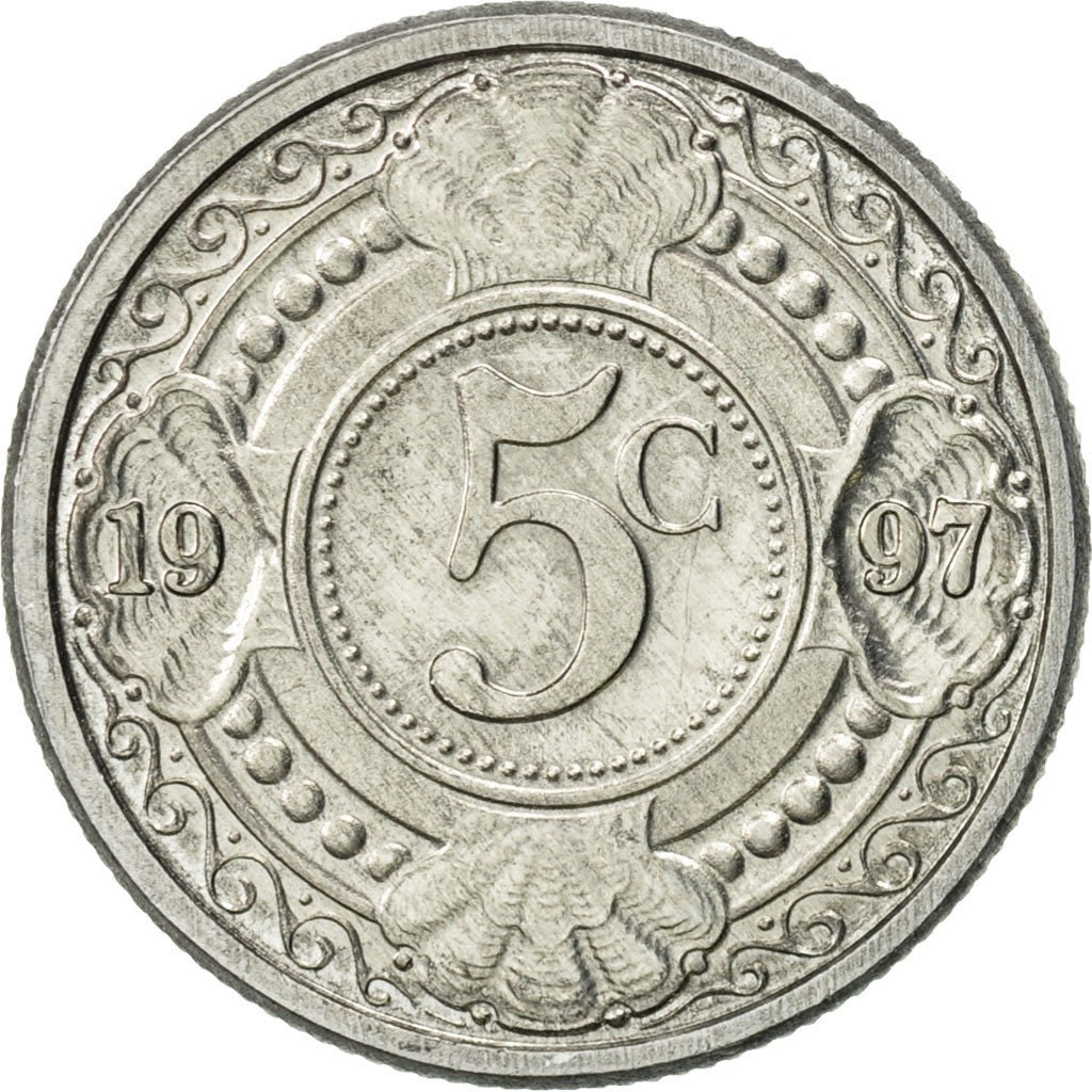 Munten, Nederlandse Antillen, Beatrix, 5 Cents, 1997, Utrecht, PR, Aluminium