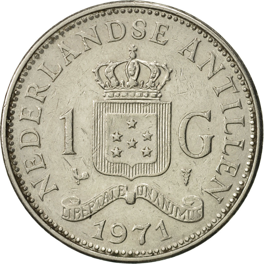Munten, Nederlandse Antillen, Juliana, Gulden, 1971, ZF+, Nickel, KM:12