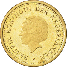 Monnaie, Netherlands Antilles, Beatrix, Gulden, 1990, TTB+, Aureate Steel, KM:37